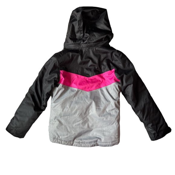 XMTN Girl's Hooded Winter Ski Coat JACKET size 12 Black grey pink Medium - Picture 2 of 7